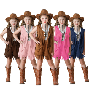 Ecoparty Western Cowboy Cowgirl <span class=keywords><strong>chaleco</strong></span> para niños niñas gamuza borla flecos <span class=keywords><strong>chaleco</strong></span> Top Halloween fiesta vestir vaquero <span class=keywords><strong>disfraz</strong></span> - Product Image 2