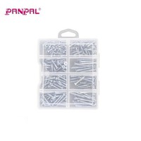 Juego de tornillos para madera al por mayor de fábrica, de acero al carbono, con caja de almacenamiento transparente para construcción e instalación DIY