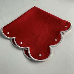 Tapis de serviette en dentelle brodée napperon en coton imperméable pour table à manger de mariage Style à carreaux avec tissu en dentelle - Product Image 6