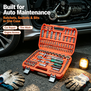 Jeu de clés à cliquet universelles de 108 pièces, outils de réparation pour la maison, le garage, la moto, outils à main, emballé dans un <span class=keywords><strong>coffret</strong></span> soufflé - Product Image 1