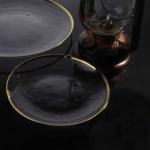 Assiette en <span class=keywords><strong>verre</strong></span> à bord doré Assiette à grains froids Bol en <span class=keywords><strong>pyrex</strong></span> Bol à dessert et à salade Vaisselle en <span class=keywords><strong>verre</strong></span> - Product Image 3