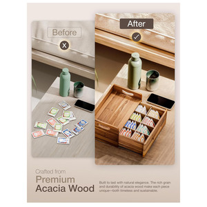 Solid Wood Tea <b>Storage</b> <b>Box</b> With <b>Drawer</b> Rectangular Decorative <b>Storage</b> Bin For Kitchen Organization - Product Image 4