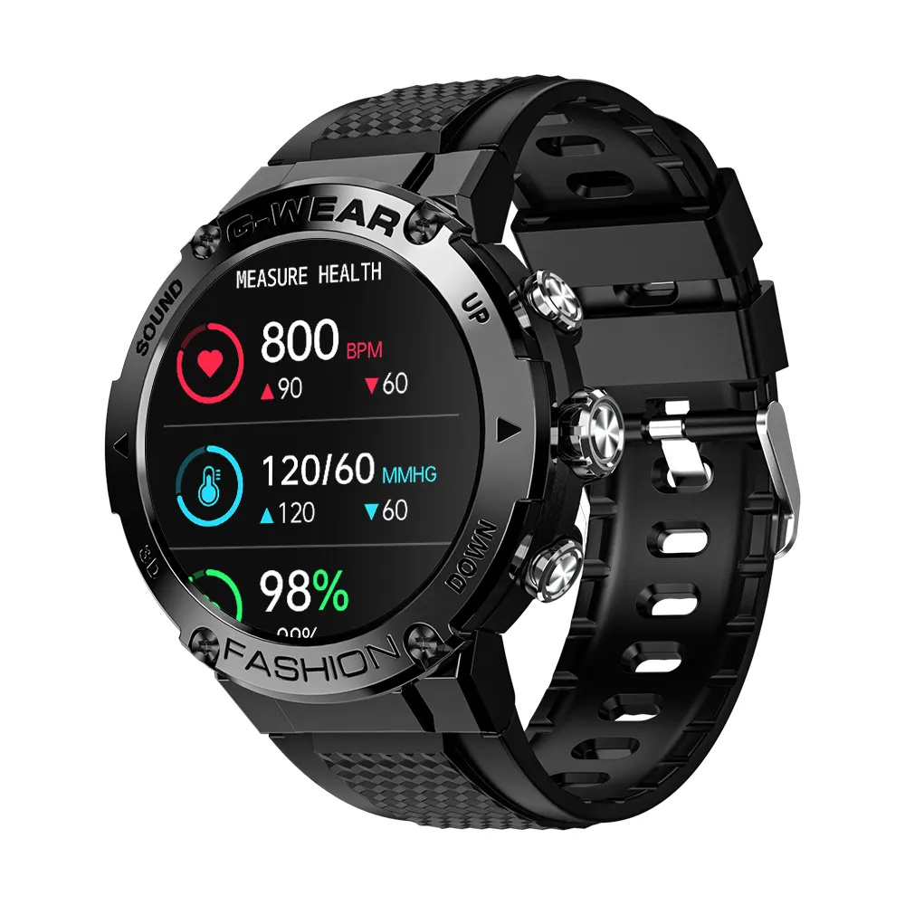 Lokmat Aanval 5 1.32 Inch Scherm Sport Smart Horloge Hartslag Fitness Tracker Muziek Functie Bt Call Smartwatch Voor Mannen vrouwen