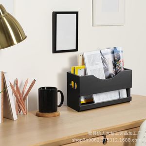 Estante de madera para archivos de escritorio, organizador de cartas de madera maciza, estante de almacenamiento de documentos de oficina para uso doméstico y laboral - Product Image 1