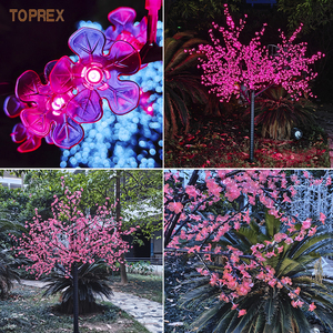 Arbre lumineux LED à changement de couleur RGB, motif cerisier, étanche IP65, arbre artificiel <span class=keywords><strong>vert</strong></span>, lampe décorative pour extérieur, décoration de festival - Product Image 2