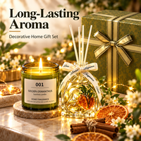 Coffret Cadeau Luxe Bougie Parfumée et Diffuseur à Bâtonnets avec Pierre de Cristal pour Aromathérapie, Parfum d'Ambiance Maison, Idéal pour Anniversaire Femme et Souvenir d'Entreprise