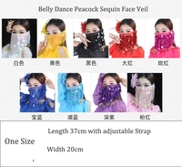 Voile de visage à sequins paon pour danse orientale, masque à franges pour danse indienne et arabe, accessoires de costume de danse orientale pour femmes