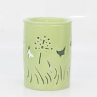 Brûleur d'Huiles Essentielles en Céramique Blanche, Creux, Motif Floral, Chauffe-Cire Fondue, Diffuseur d'Arômes en Porcelaine pour Décoration Intérieure et Spa