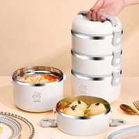 Boîte à lunch isotherme multicouche en acier inoxydable 304 sans BPA, simple, étanche, durable, avec poignée, pour étudiants et camping