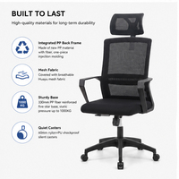 Chaise de bureau ergonomique noire en maille avec support lombaire et roulettes – Vente en gros