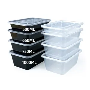 Plastic Packaging Take Away Disposable Food Container Wholesale Disposable Donburi Bowl Black 16 24 38 48 32 Oz Plastic Bowl