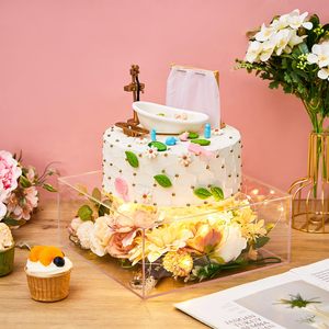 Exhibidor de Pastel Flotante Acrílico Cuadrado de 3 Niveles, Caja de Exhibición Rellenable para Decoración de Centro de Mesa de Boda - Product Image 5