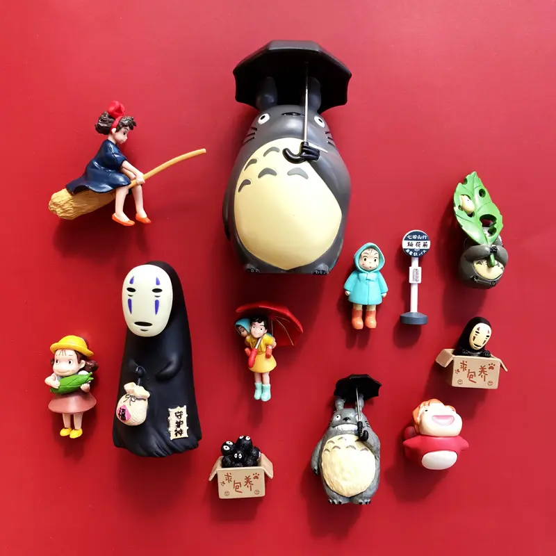 Ímã de desenho animado totoro menina pvc, ímã estereoscópico