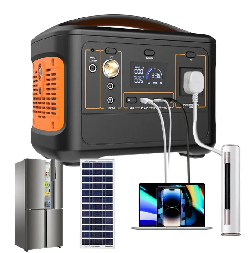 600w campeggio portatile accumulo di energia centrale elettrica 110V 220V onda sinusoidale pura batteria al litio generatore solare 600w alimentazione di Backup Su