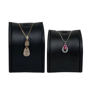 Modern Retro Custom Black Leather Necklace Display Jewellery Rack Pendant Necklace display storage stand - Product Image 1