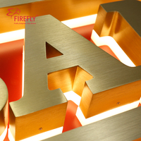 Letrero LED Personalizado para Tienda, Letrero con Logotipo Iluminado en Acero Inoxidable 3D con Panel Trasero para Comercio