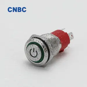 16mm 10A IP67 Waterproof Momentary Self-locking 1NO Stainless Steel Led Metal Push Button Switch With Power Symbol