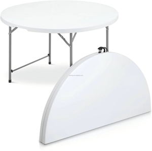 Table ronde pliante CE robuste de 60 pouces (<span class=keywords><strong>10</strong></span> places) pour <span class=keywords><strong>10</strong></span> <span class=keywords><strong>personnes</strong></span>, idéale pour banquets, dîners, mariages et événements - Product Image 1