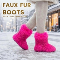 Bottes de combat et de neige en fausse fourrure pour femmes, mi-mollet, avec doublure chaude antidérapante, confortables, style Y2K streetwear