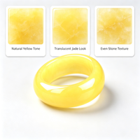 Bague en jadéite jaune naturelle de type A, anneau uni, bijou unisexe en jade, cadeau pour hommes et femmes