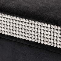 Banc de rangement en velours 76 cm avec garniture en strass étincelants, grande capacité, coffre de rangement pour jouets, idéal pour salon et chambre à coucher