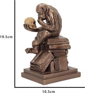 Esculturas de pensador de <span class=keywords><strong>mono</strong></span> metálico de bronce fundido en frío de resina fabricadas a medida - Product Image 3
