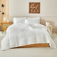 Juego de Ropa de Cama con Diseño Floral Blanco Personalizado, 3 Piezas, Juego de Funda Nórdica Sólida con Fundas de Almohada, Poliéster, Uso Moderno para el Hogar y Hoteles