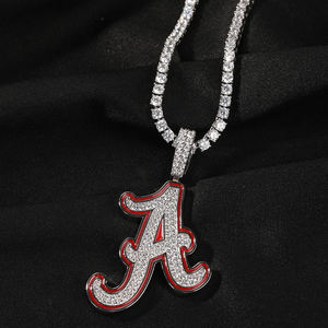 ฮิปฮอปน้ำมันสีแดงตัวอักษร A จี้แร็ปเปอร์เครื่องประดับพร้อมส่งสร้อยคอ Bluk - Product Image 5