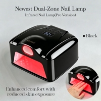 Lampe à ongles LED UV professionnelle à double zone, séchoir à manucure intelligent à détection infrarouge avec écran LCD et minuterie pour 2 mains