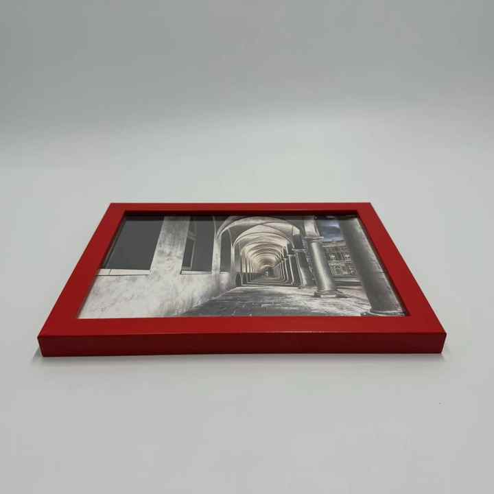 Red medium density fiberboard photo frame wall mounted and independent