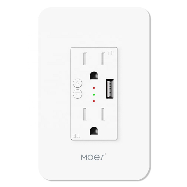 WiFi Smart Power Wall Socket with USB, 2 Plug Outlets 15 Amp Divided Control, Smart Life/Tuya APP Remote Timer Interruptor