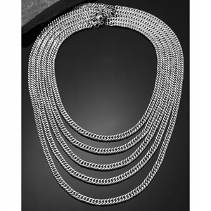 Collar de acero inoxidable para hombre, grado 201 con diseño de cadena resistente, aspecto minimalista elegante para negocios, informal y para uso diario - Product Image 1