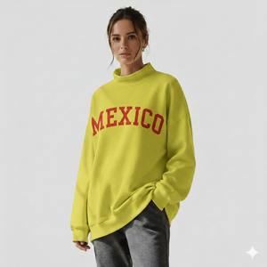 Sweat-shirt à col montant personnalisé pour femme, broderie logo sur le devant, 100% coton, coupe oversize, streetwear décontracté, éco-responsable - Product Image 1