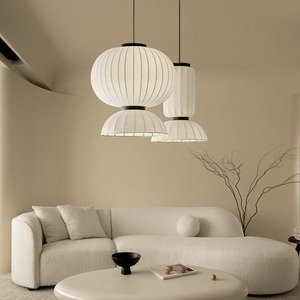 Lampes suspendues de style Wabi Sabi, lustre rond à deux têtes Led E27 pour salon, Restaurant, Design japonais minimaliste - Product Image 1
