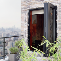 Fenêtres et portes à persiennes verticales pliantes en alliage d'aluminium, insonorisées, isolantes thermiquement, couleur personnalisée pour cuisines et espaces commerciaux