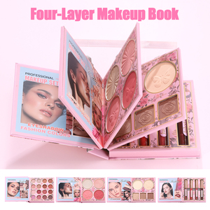 <span class=keywords><strong>Livre</strong></span> de maquillage <span class=keywords><strong>magique</strong></span> tout-en-un 4 pages : Kit complet avec fards à paupières multi-teintes, blush, illuminateur, contour et gloss à <span class=keywords><strong>l</strong></span>èvres brillant - Product Image 2