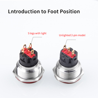 WD22mm Interrupteur à bouton-poussoir en métal Anneau LED logo Verrouillage/Bouton-poussoir momentané HIGHhead 1NO1NC Étanche IP65 12V Contrôle