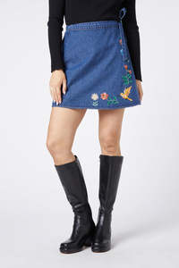 Jupe en jean brodée taille haute pour femme, grande taille, style Y2K, 100 % coton, vente en gros, ODM/OEM personnalisée, collection été - Product Image 2