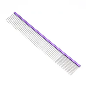 Eco-Friendly Wooden Handle Pet Comb Automatic Private Label Wide Pointed Rat Tail Hair Removal Lice Comb Double Custom Blue