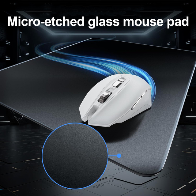 Hot Selling 3mm 2.5D Edge Tempered Glass Gaming Mouse Pad AG Oil Sand AF Coating Surface Anti Slip Silicone Base OEM Rigid Box
