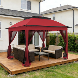 Gazebo Metálico para Jardín, Carpa de Fiesta con Cortina de Red, Gazebo de Dos Niveles con Techo Blando Premium, Cenadores, Pérgolas - Product Image 1
