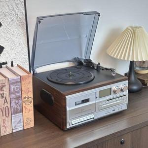 Système audio domestique personnalisé en usine, rétro, multifonction, tourne-disque vinyle, lecteur de cassettes, lecteur de CD, radio FM, haut-parleur Bluetooth, USB, SD - Product Image 4