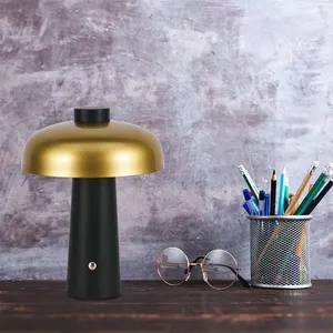 Rechargeable 3W Table Lamp with Touch Dimming - Black with Gold Body