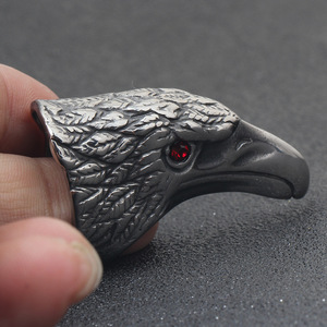 Anillo con Cabeza de Águila de Acero Inoxidable de 51 mm con Incrustaciones de Circonio Rojo, Joyería de Moda para Mujer, Regalo - Product Image 3