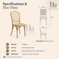 Chaise de salle à manger en PP imitation cannage à grain de bois naturel pour mariages, banquets et événements hôteliers, sièges commerciaux en gros