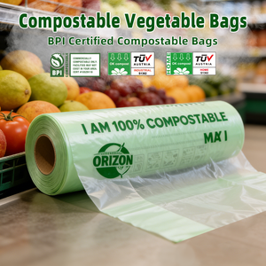 Sacs <span class=keywords><strong>de</strong></span> courses en PLA compostable pour fruits et légumes, rouleaux, qualité alimentaire, biodégradables, écologiques, résistants à la déchirure, logo personnalisé, supermarché - Product Image 1