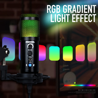 Microphone de jeu à condensateur filaire USB LED RGB RA-240L avec support pour PC karaoké et YouTube Microfonos