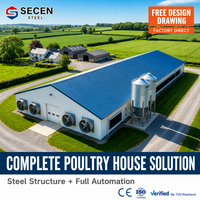 Bâtiment avicole préfabriqué en acier anti-corrosion, poulailler ventilé avec équipement avicole automatique, conception gratuite