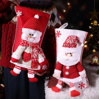 Chaussette de Noël en polyester personnalisée en gros pour offrir des cadeaux de Noël, grande capacité, chaussette du Père Noël pour décorations et friandises