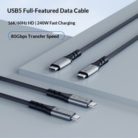 Câble de données USB 5.0 Type-C mâle-mâle 240W 16K60Hz 80 Gbit/s compatible Thunderbolt 4, charge rapide pour ordinateur et iOS